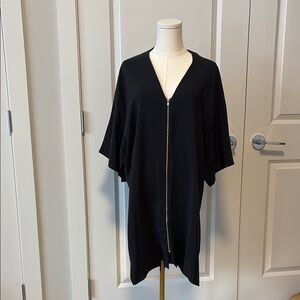 Amanda Uprichard Black Zip-Front Kimono Dress
